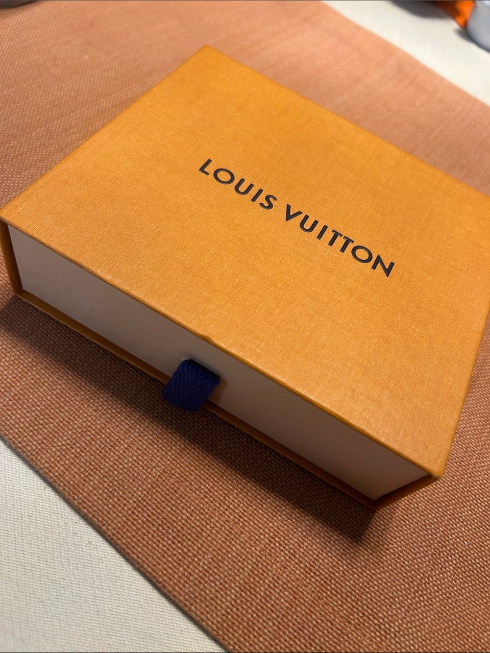 Louis Vuitton Orange Box with Navy Pull-Tab